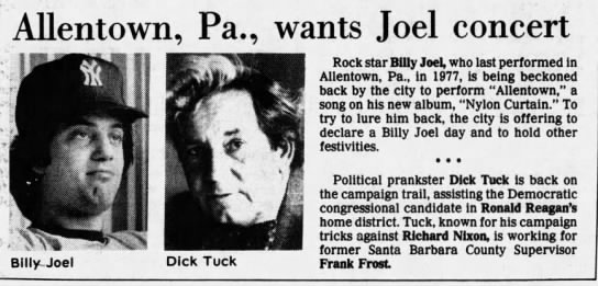 Allentown, PA, wants Joel concert